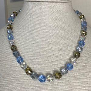 Older round blue Aurora borealis style necklace